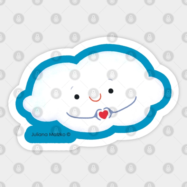 Cloud doing a heart with hands Sticker by julianamotzko